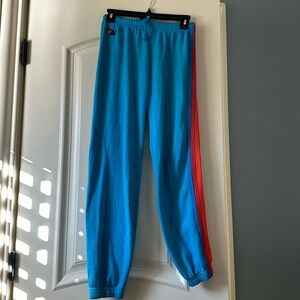 Aviator Nation Blue Track Pants with Red Stripe